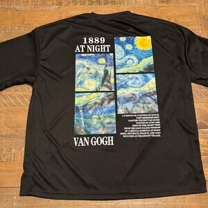 SHEIN Black Shirt Size Large Van Gogh 1889 at Night Print on Back Art Artist